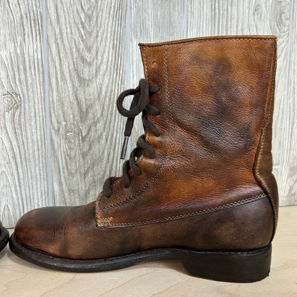Bed Stu Cobbler Series Studded Distressed Brown Leather Lace-Up Boots Size 8.5 - Picture 8 of 15